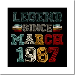 36 Years Old Legend Since March 1987 36th Birthday Posters and Art